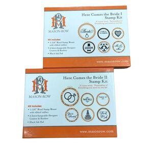 MASON ROW Here Comes the Bride I II Wedding Craft Stamp Kit Bride Groom Mr & Mrs